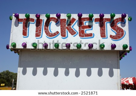 Ticket booth at a carnival with lights