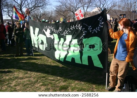 NO WAR banner at anti war rally on the National Mall, Washington, DC, Saturday, January 27, 2007.