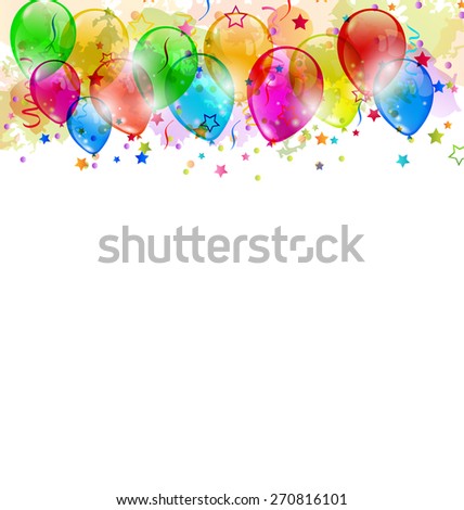 Illustration set colorful shiny balloons isolated on white background - raster