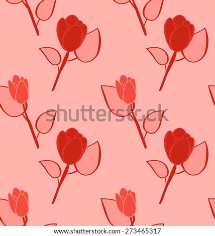 Illustration Seamless Pattern with Flowers, Background with Vintage Colors - Vector