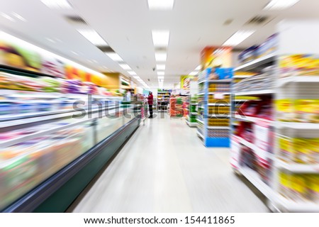 Empty Supermarket Aisle,Motion Blur