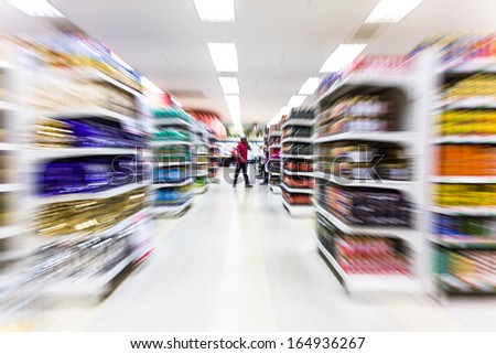 Empty Supermarket Aisle,Motion Blur