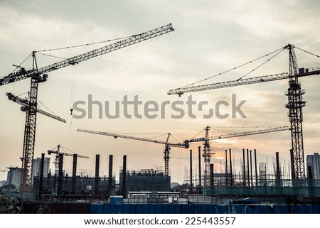 silhouette of construction site