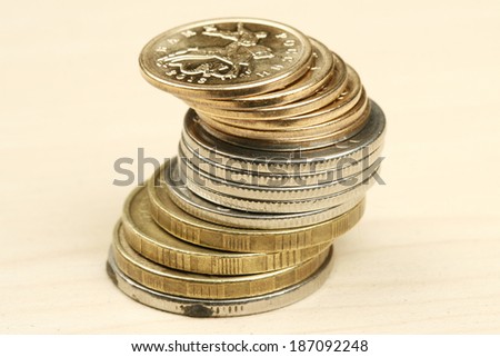 Small change pile. Rubles