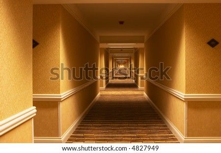Long hallway in american hotel