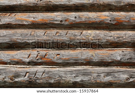 Closeup of aged wood wall (blockhouse)
