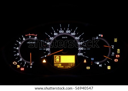 Auto indicator board - closeup of car dashboard