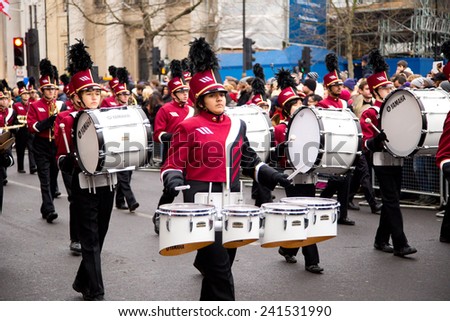 LONDON - JANUARY 1ST: New years day parade  on January the 1st 2015 in London, England, UK. The new years day parade is an annual event