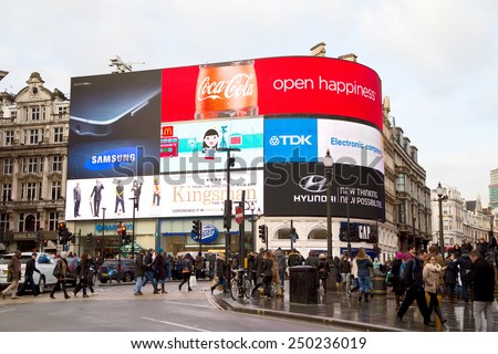 LONDON - JANUARY 27TH: Piccadilly circus on January the 27th, 2015, in London, England, UK. Piccadilly circus is one of europe\'s busiest tourist destinations