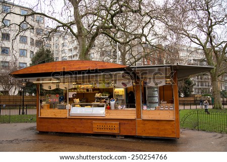 LONDON - JANUARY 27TH: take away kiosk in green park on January the 27th, 2015, in London, England, UK. Green park attracts thousands of visitor's every year.