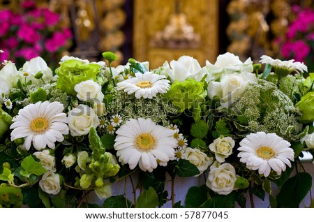 stock photo a flower arrangement in a church for a wedding