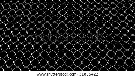 silver circles linked on a black background