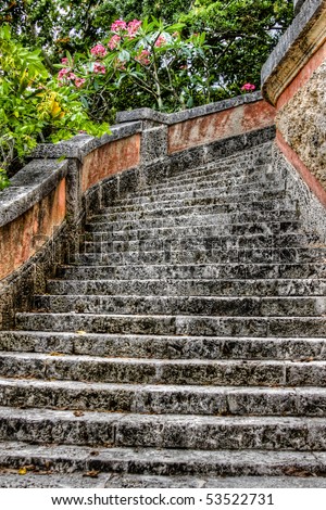 HDR of old stone steps