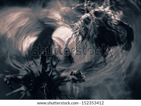 Abstract picture of terrible monsters with thorns.