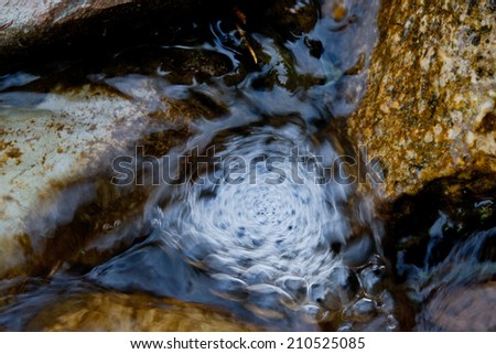 Natural texture. Whirlpool on pure mountain stream with vials of air.