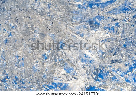 Sparkling transparent ice a natural background.