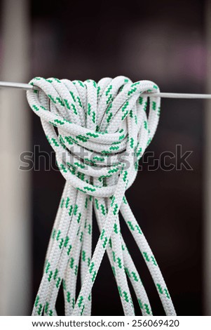 A mooring rope with a knotted end tied around a lifeline