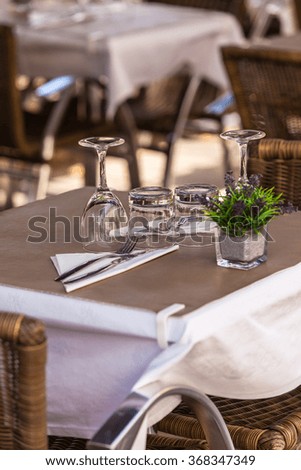Cozy Restaurant tables ready for service. Small GRIP shot
