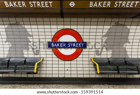 London - Circa September 2013: Baker Street Tube Station Is A Station On The London Underground. Baker Street Station Was Opened By The Mr On 10 January 1863.