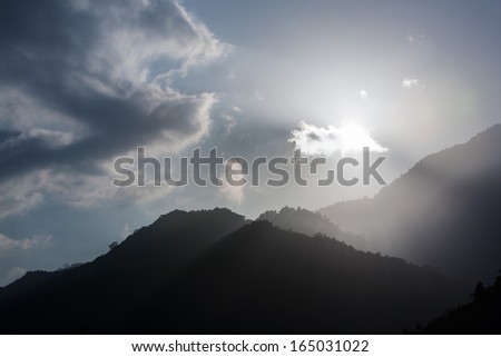 sun light on hill top