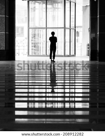 reflection of girl stand alone