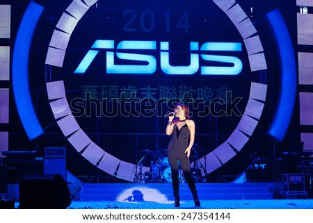 January 24 2015, Taipei Taiwan - ASUS year end party. Singer Della Ding performs on stage.