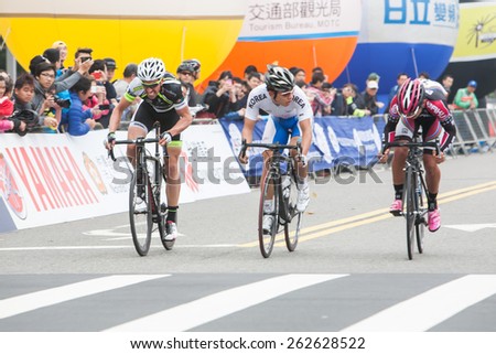 TAIPEI, TAIWAN, MARCH 22 2015, Tour de Taiwan, the International Cycling Road Race. first stage is Taipei city.