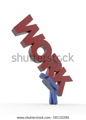 Hardworking Man Caring Work-Word On His Back Stock Photo 58110286