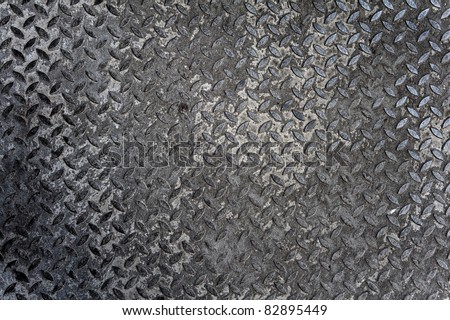 Background of old metal diamond plate in grey color