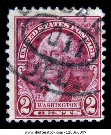 UNITED STATES - CIRCA 1920: stamp printed in United states (USA), shows a portrait of USA President George Washington, with the same inscription, from the series \