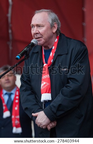 RUSSIA, MOSCOW - APRIL 18: Oleg Romantsev, coach of Spartak team speak on event of 80th anniversary of Spartak team in Luzhniki, Moscow, Russia, 2015