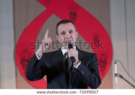 MOSCOW - MARCH 5: Russian actor and presenter Igor Vernik on a concert dedicated to the International Women\'s Day at Supreme Court of Russian Federation on March 5, 2011 in Moscow, Russia