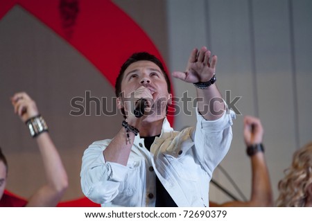MOSCOW - MARCH 5: Russian actor and singer Sergey Lazarev on a concert Concert dedicated to the International Women\'s day at Supreme Court of Russian Federation on March 5, 2011 in Moscow, Russia
