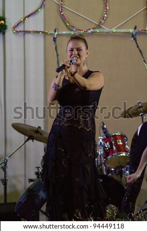 MOSCOW - DECEMBER 26: Russian athlete, actress, Singer Anna Semenovich on New Year performance Culture center \