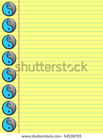 Lined Bright Paper with yin yang buttons