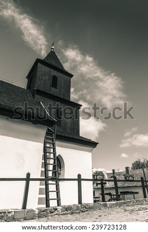 Old tower of a church. The peculiar uses of materials got some interesting effects