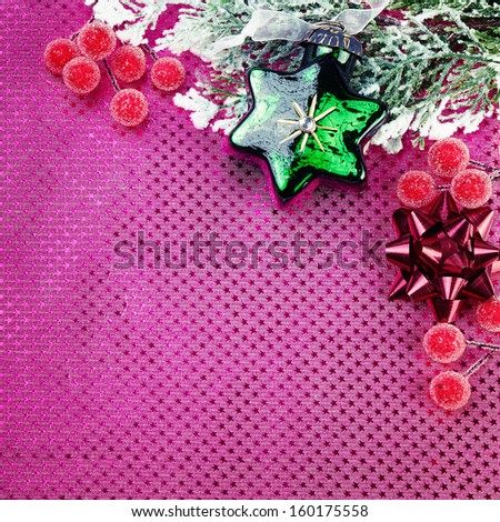 Christmas decoration  with star on purple background