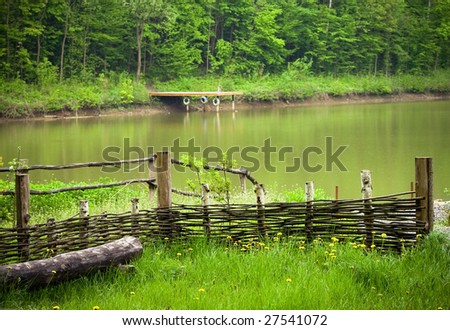 summer lake with green water
