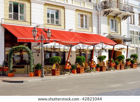 Cafe on the street of old European city