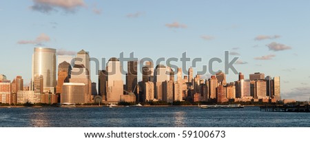 New York financial offices over hudson river panorama from Jersey city