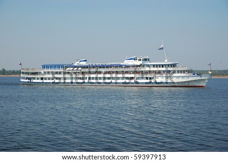 White river cruise boat on Kama river, Russia
