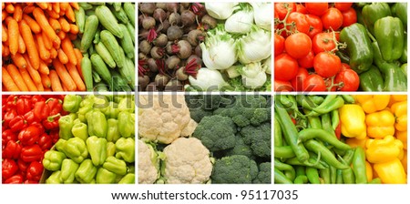 vegetable collage made from six images