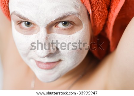 young woman with face pack