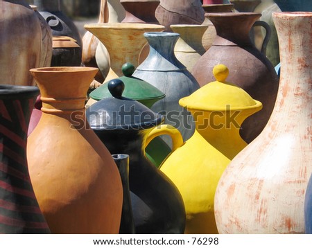 Series of giant pottery