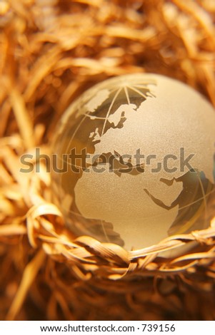 Concept Protected earth- Europe, africa, Middle east version Shallow depth of field