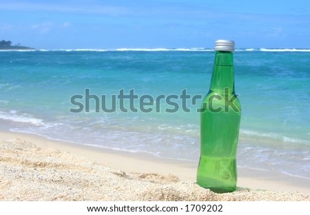 Mineral water bottle  on the beach