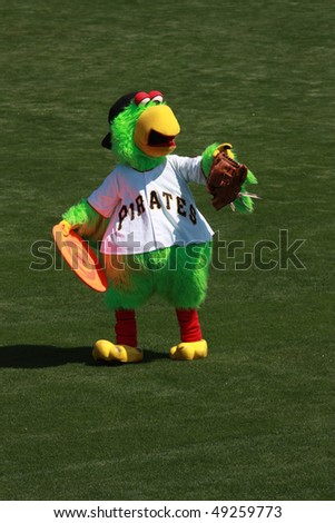 BRADENTON, FLORIDA- MARCH 19:  Pittsburgh Pirates mascot comes on the field to entertain the crowd before the game on March 19, 2010 in Bradenton Florida.