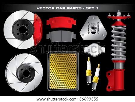 Stock Parts  Cars on Stock Vector   Vector Car Parts Set 1