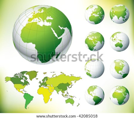 world map globe vector. Green Globe and World Map