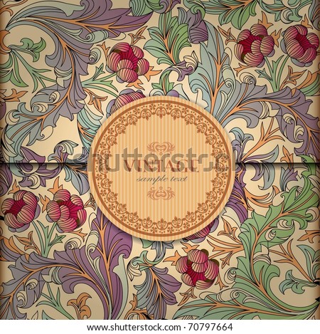 Floral Background with Vintage Label Floral Background with Vintage Label